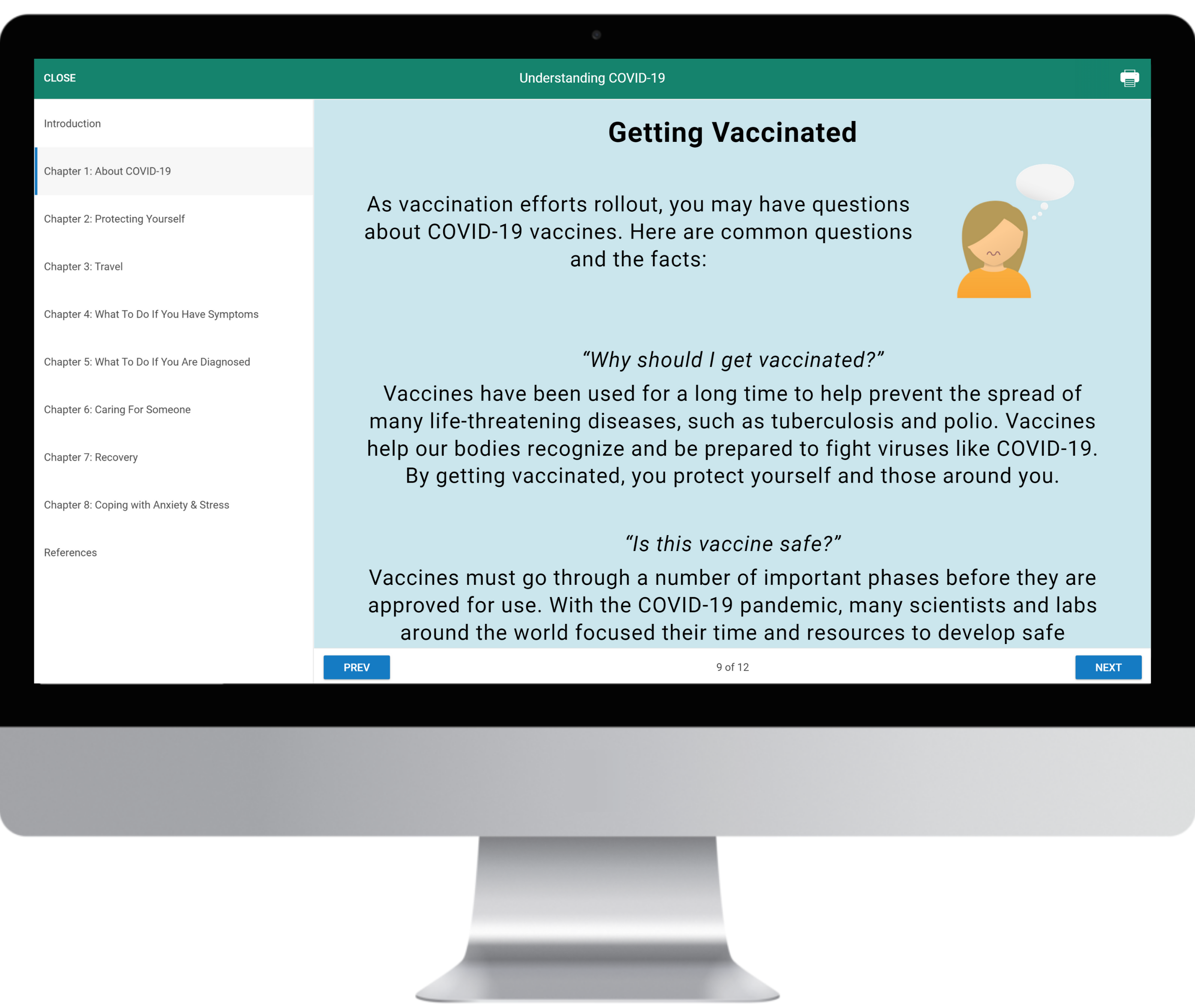 Mac Desktop of Screenshot showing Content on Vaccine Hesitancy
