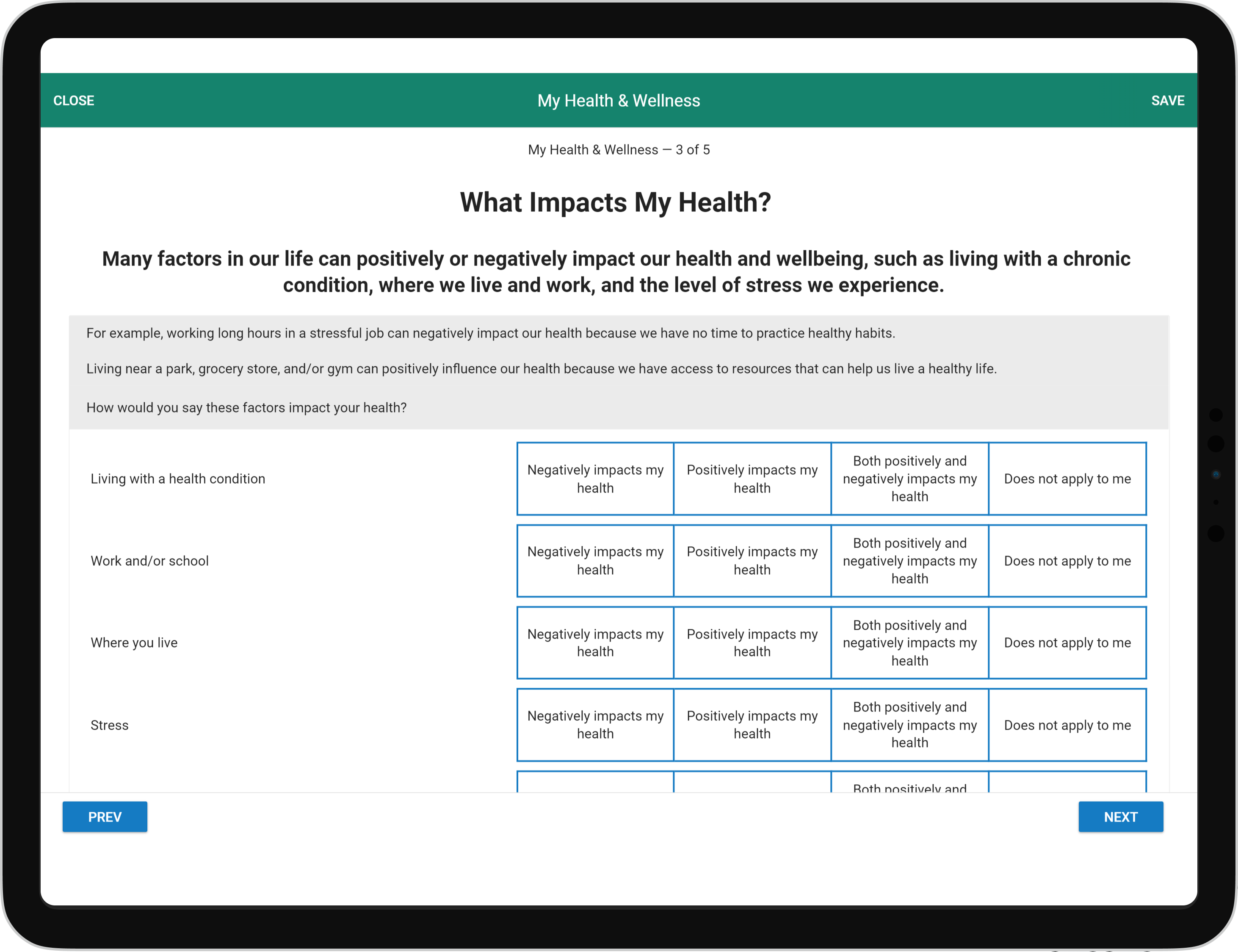 Complete your personal health assessment